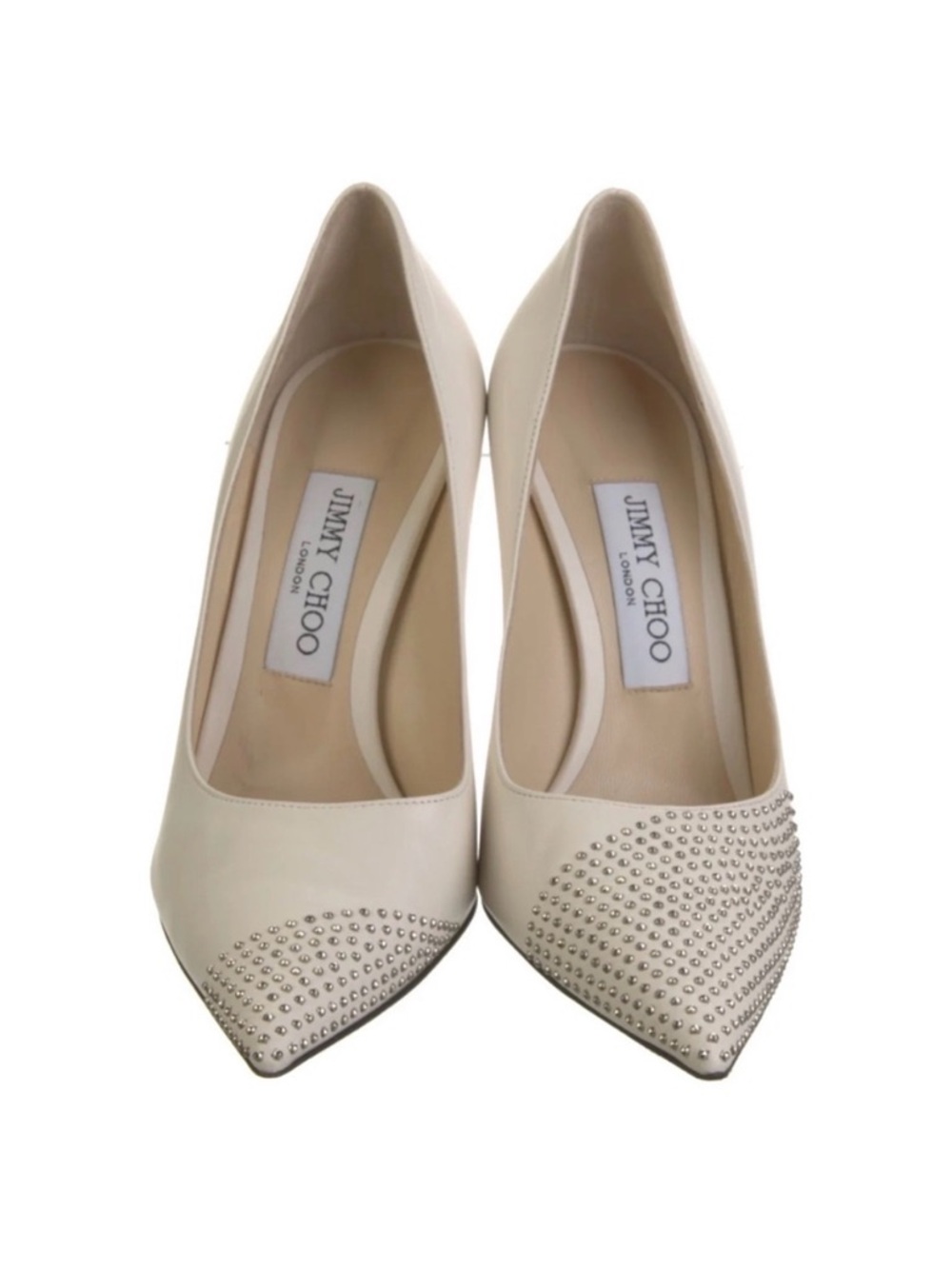 Jimmy Choo Ivory Studded Pointed-Toe Pumps